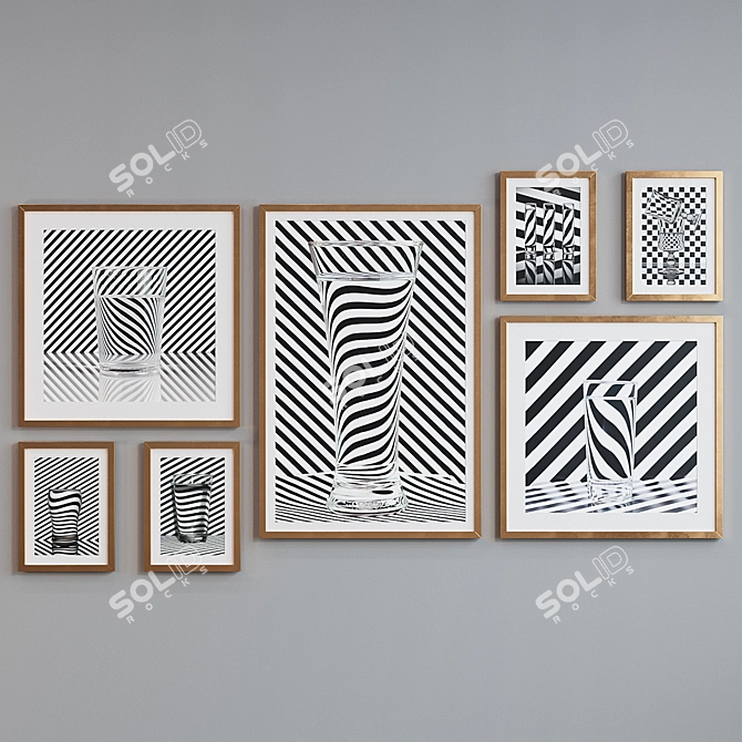 Modern Set of 7 Glass-Filled Picture Frames 3D model image 4