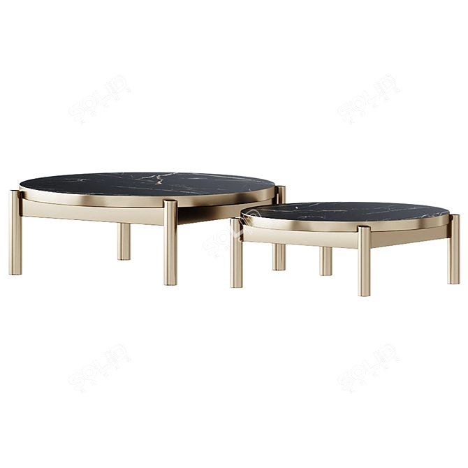  Eichholtz Quest Set: Brass & Marble Coffee Tables 3D model image 1