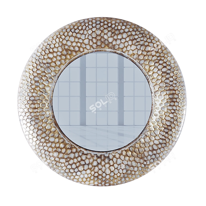 Vintage Gold Honeycomb Mirror 3D model image 1