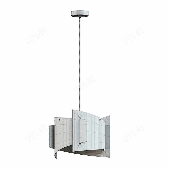 Modern Curved Glass Pendant Lamp 3D model image 2