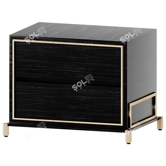 Elegant Charcoal Oak Bedside Table 3D model image 1