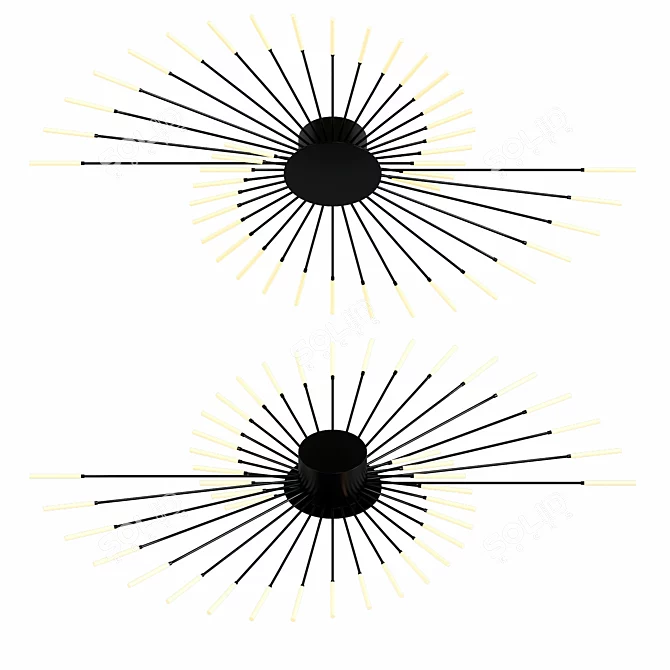 Modern Golden or Black LED Pendant Lights 3D model image 1