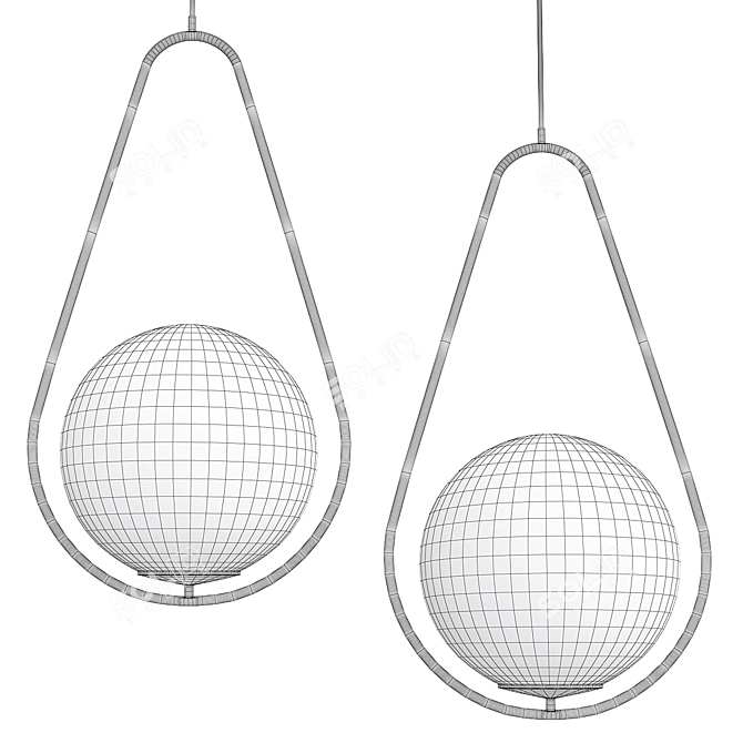 Sleek Hoop Pendant Light 3D model image 2