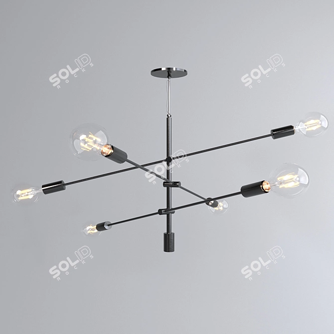 Vintage Black Chandelier - West Elm 3D model image 1