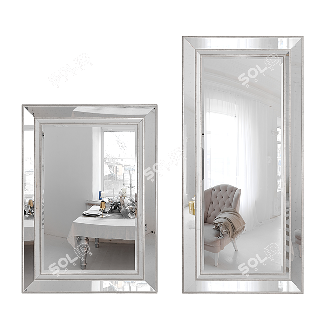 Antiqued Glass Frame Mirror: Marlena Elegance 3D model image 1