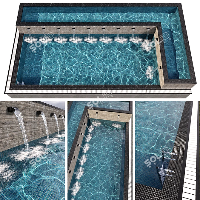 Crystal Clear Water Pool Design 3D model image 1