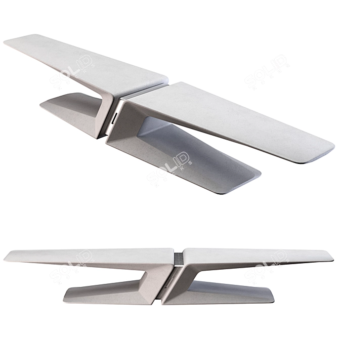 Sleek Concrete Bench: Modern Design 3D model image 2