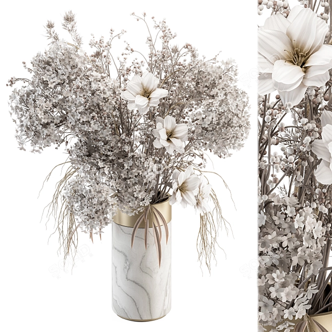 Elegant White Floral Arrangement 3D model image 1