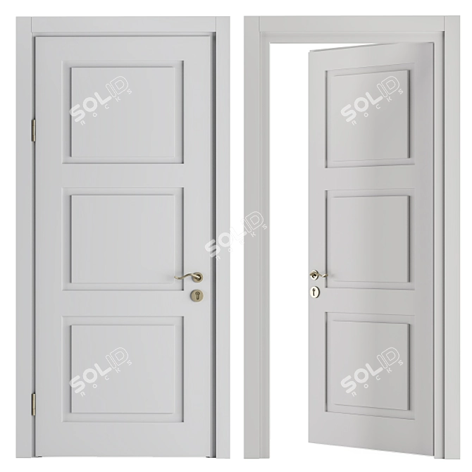 Elegant White & Gold Door 3D model image 1