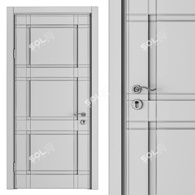 Elegant White & Gold Door 3D model image 4