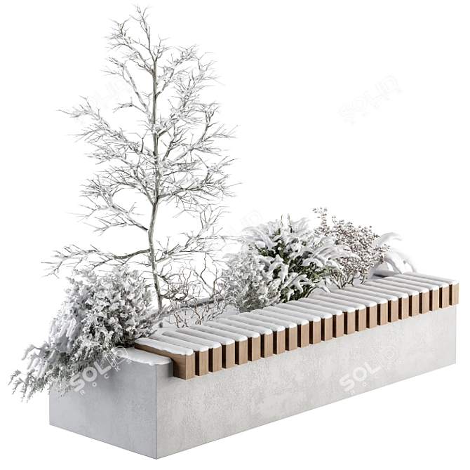 Snowy Oasis Urban Bench: Set 32 3D model image 1