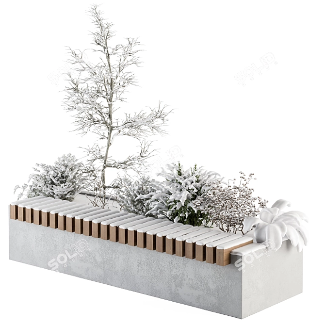 Snowy Oasis Urban Bench: Set 32 3D model image 2