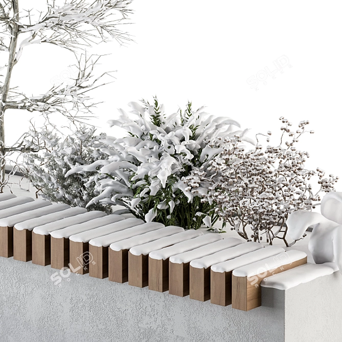 Snowy Oasis Urban Bench: Set 32 3D model image 4