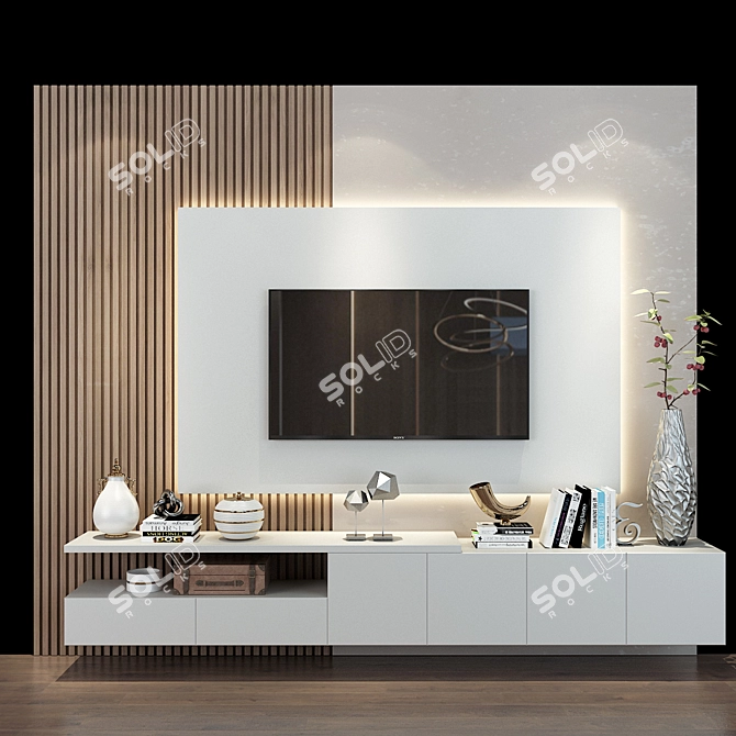 Modern TV Wall - 75 3D model image 1