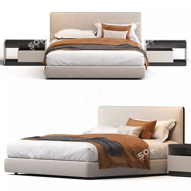 Luxury Ribbon Bed: Elegant and Stylish 3D model image 2