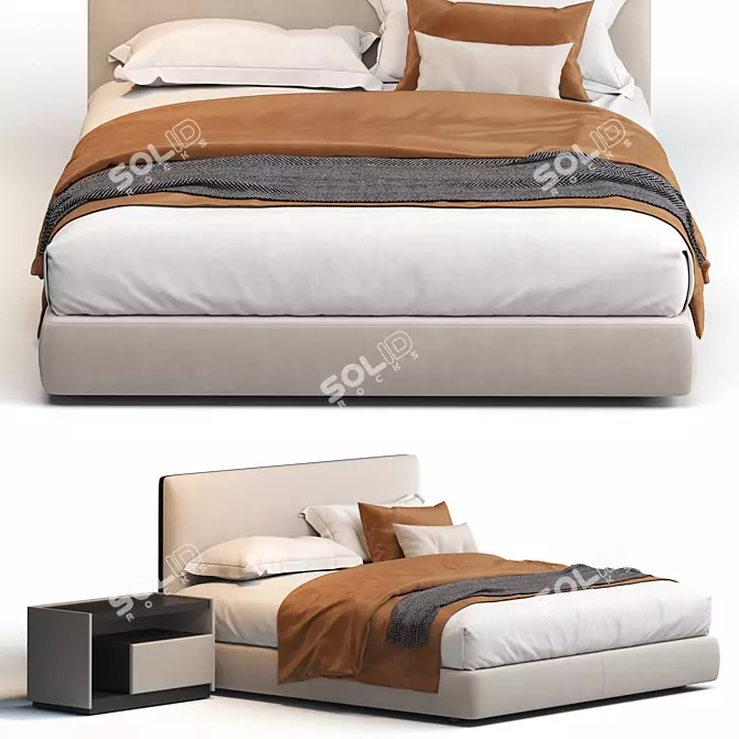 Luxury Ribbon Bed: Elegant and Stylish 3D model image 3