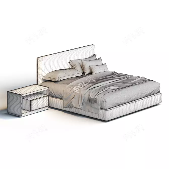 Luxury Ribbon Bed: Elegant and Stylish 3D model image 4