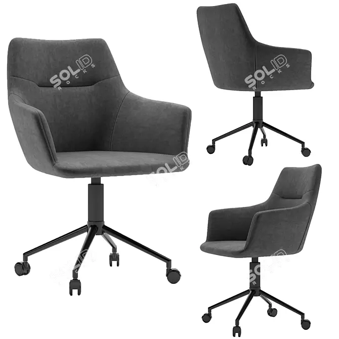 Sleek Gray Office Chair by Oliver Space 3D model image 1