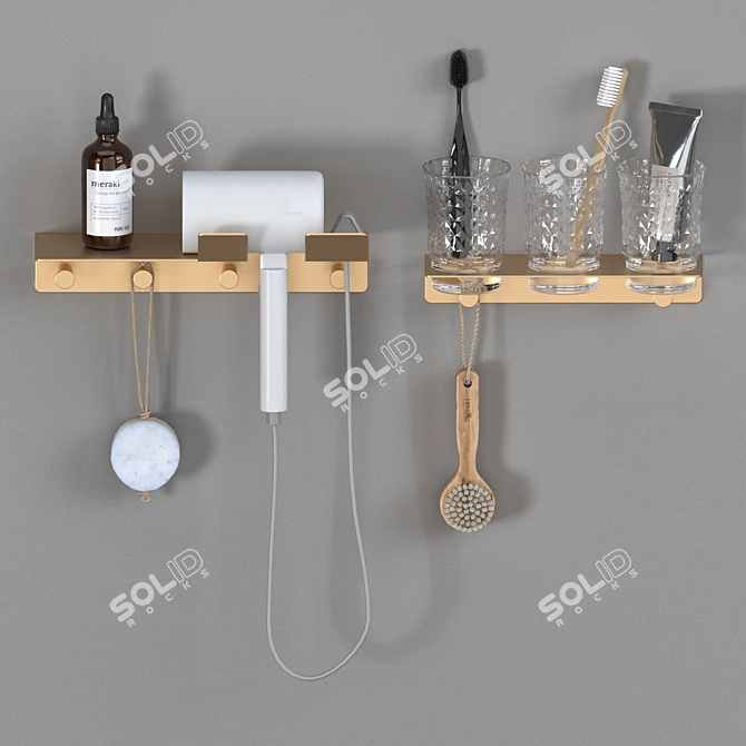 Title: Versatile Hooked Shelves 3D model image 2