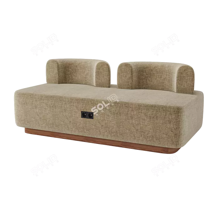 Plush Plump Sofa: Terracotta, Blue-Grey, Yellow, Beige Colors 3D model image 1