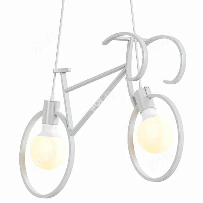 Scandi Bike Hanging Lamp: Black & White Decor 3D model image 2