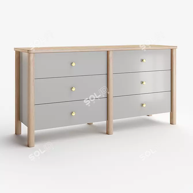 Modern Gray Wooden Chest of Drawers 3D model image 1