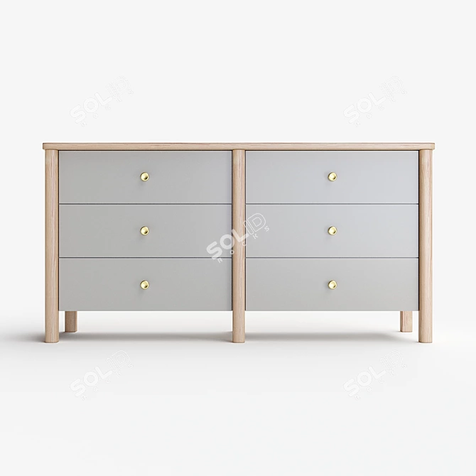 Modern Gray Wooden Chest of Drawers 3D model image 2