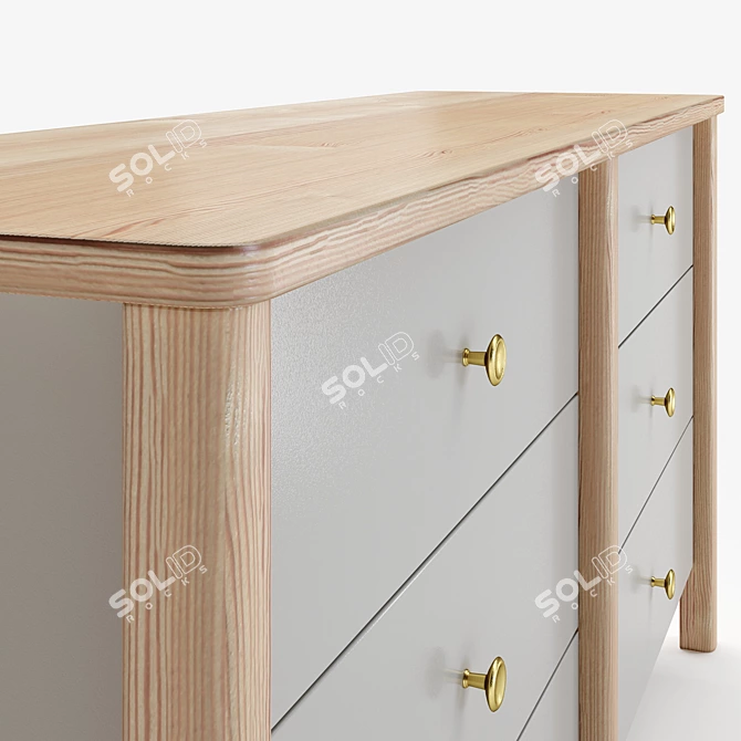 Modern Gray Wooden Chest of Drawers 3D model image 4