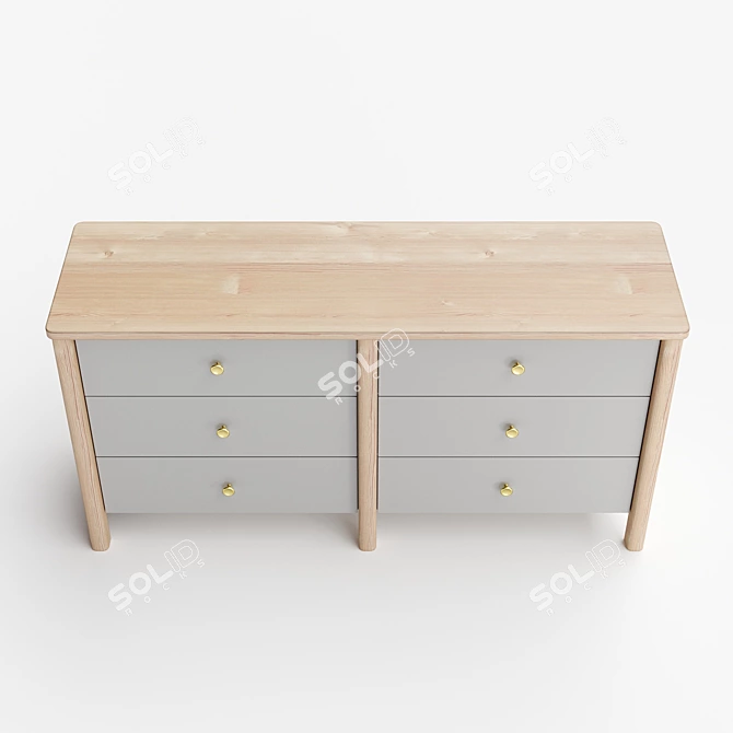 Modern Gray Wooden Chest of Drawers 3D model image 5