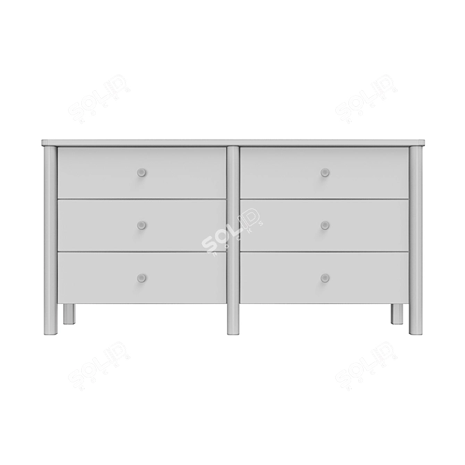 Modern Gray Wooden Chest of Drawers 3D model image 7