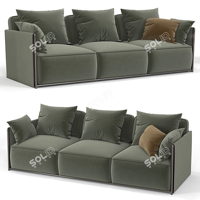 Elegant Velvet DODO Sofa 3D model image 1