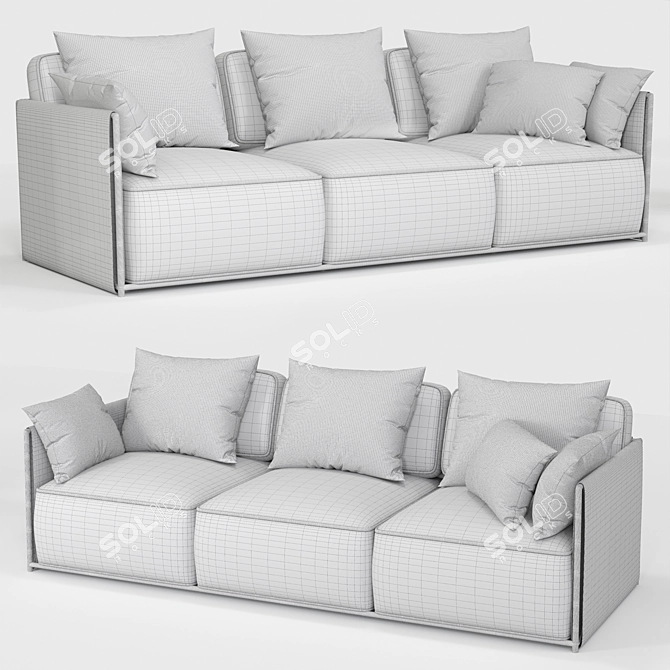 Elegant Velvet DODO Sofa 3D model image 2