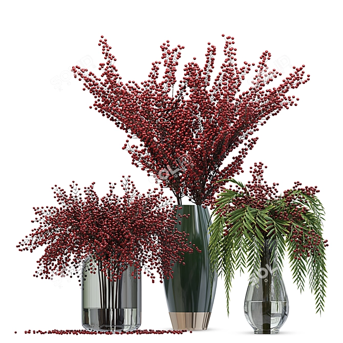 Berry Bliss: Delightful Bouquet Vases 3D model image 1