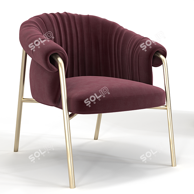 Luxury Velvet Armchair with Stunning Design 3D model image 1