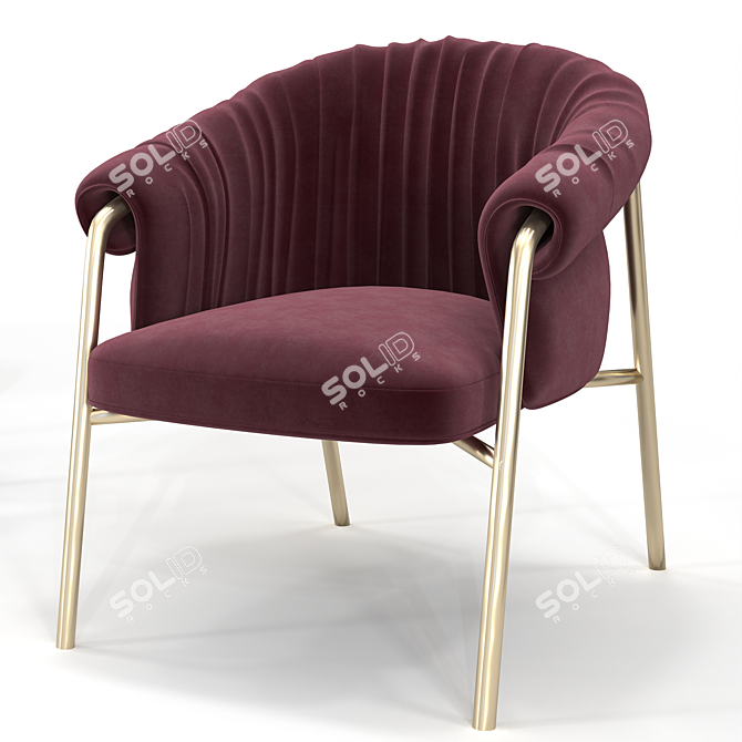 Luxury Velvet Armchair with Stunning Design 3D model image 2