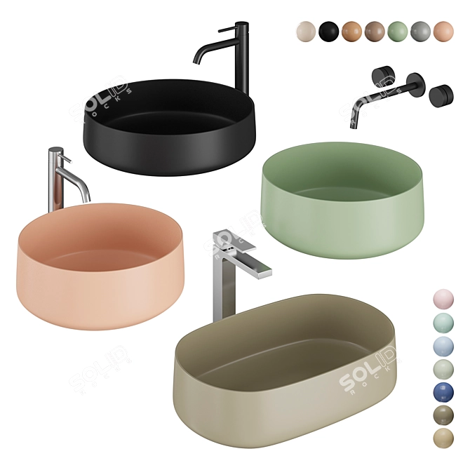 Cognac Round ArtCeram Set | Overhead Sink 3D model image 2