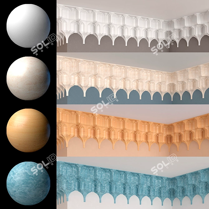 Exquisite Uzbek Stalactite Cornice 3D model image 1