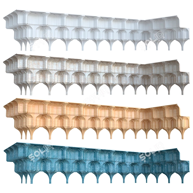 Exquisite Uzbek Stalactite Cornice 3D model image 3