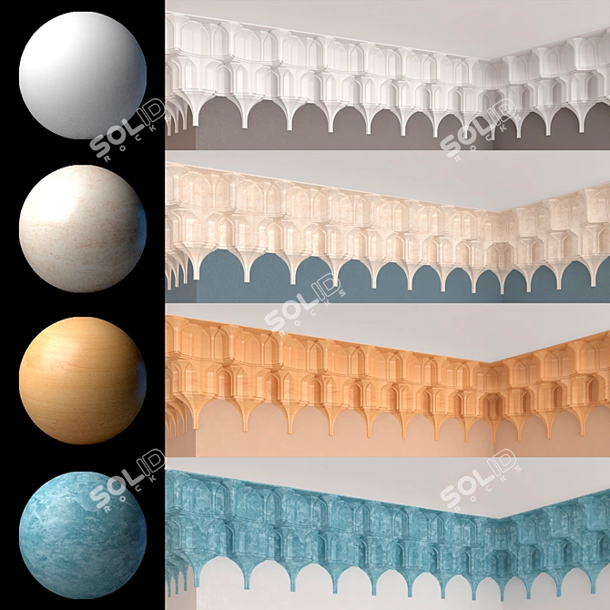 Exquisite Uzbek Stalactite Cornice 3D model image 5