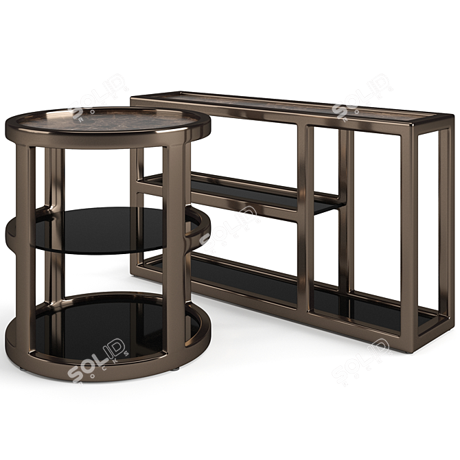 Fendi Casa Hemingway Coffee Tables: Elegant Set with Marble and Ashwood 3D model image 7
