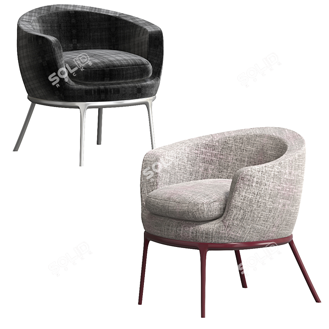 Stylish Maxalto Caratos Armchair 3D model image 4