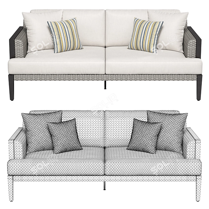 Chatham Wicker Sofa: Stylish Seating Solution 3D model image 2