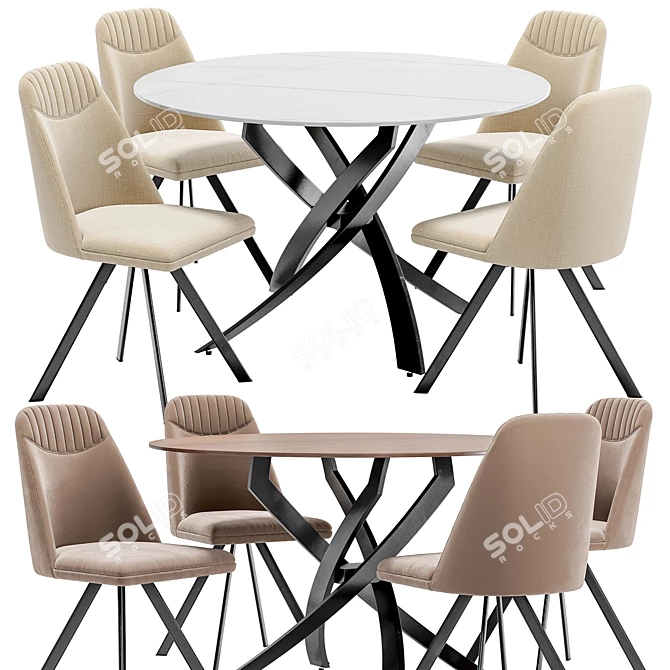 Modern Dining Set: Elsi Chair and Gabriel Table 3D model image 1