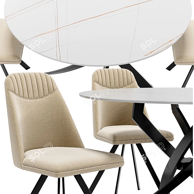 Modern Dining Set: Elsi Chair and Gabriel Table 3D model image 2