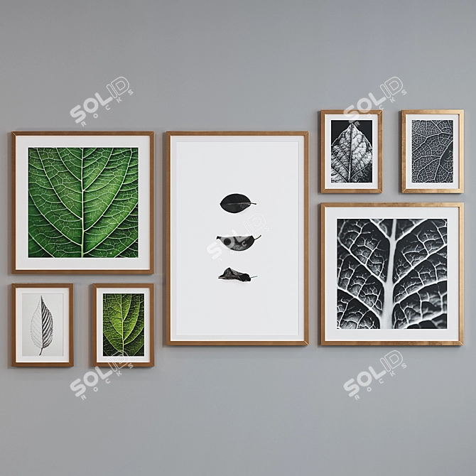 Modern Leaf Picture Frame Set 3D model image 2