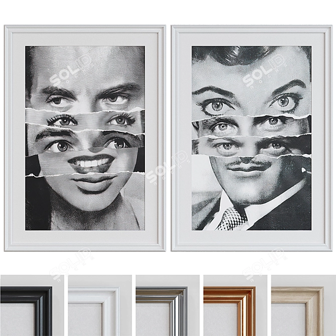 Conceptual Collage Picture Frame Set 3D model image 1