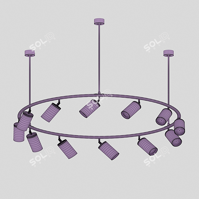 Industrial Loft Chandelier Kaiko 07615 3D model image 2