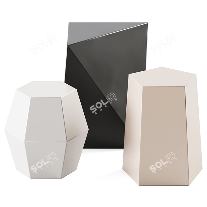 Faceted End Tables Set 3D model image 1