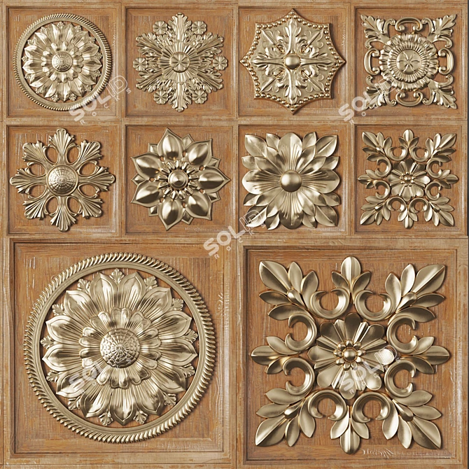 Square Trim Ornaments for 3D Software 3D model image 1