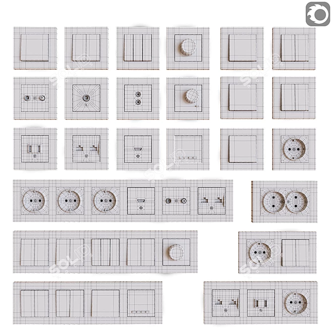 Viko Artline Wood Socket & Switches Set 3D model image 2